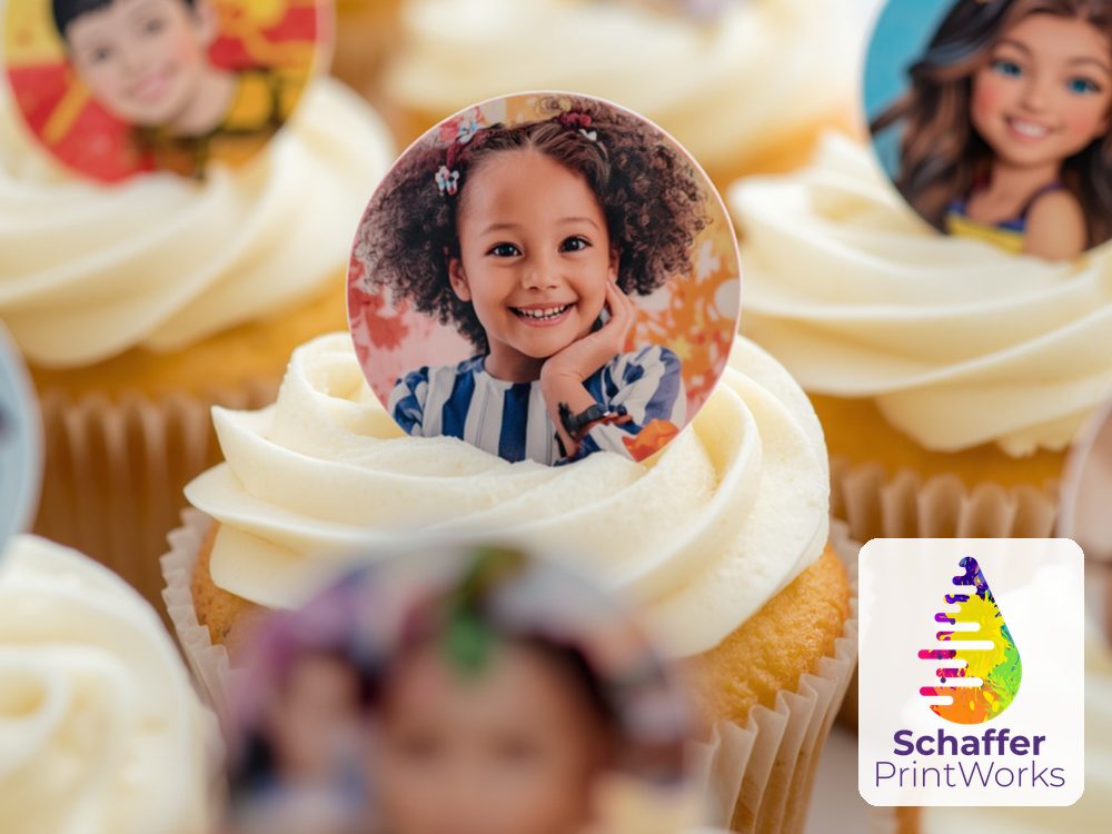 Cupcakes topped with edible image prints